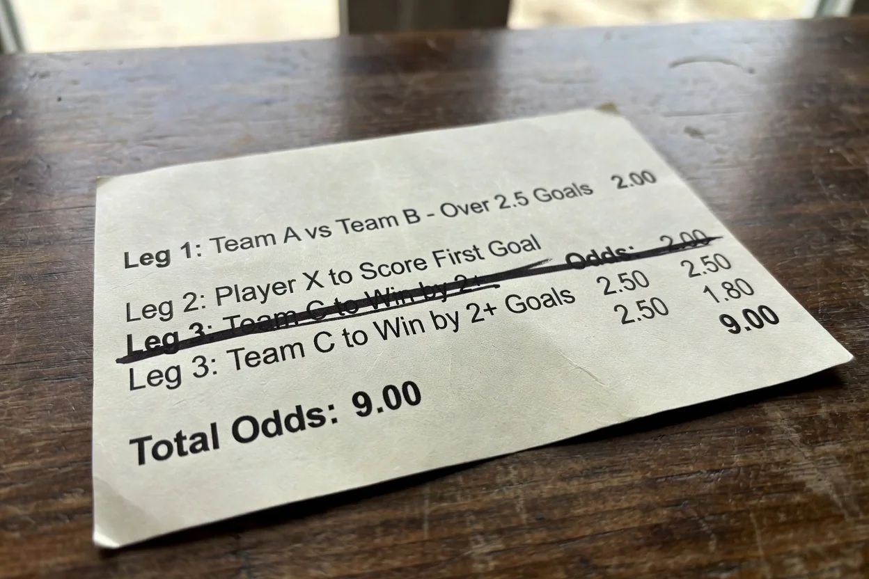 Bet slip with a third leg crossed out