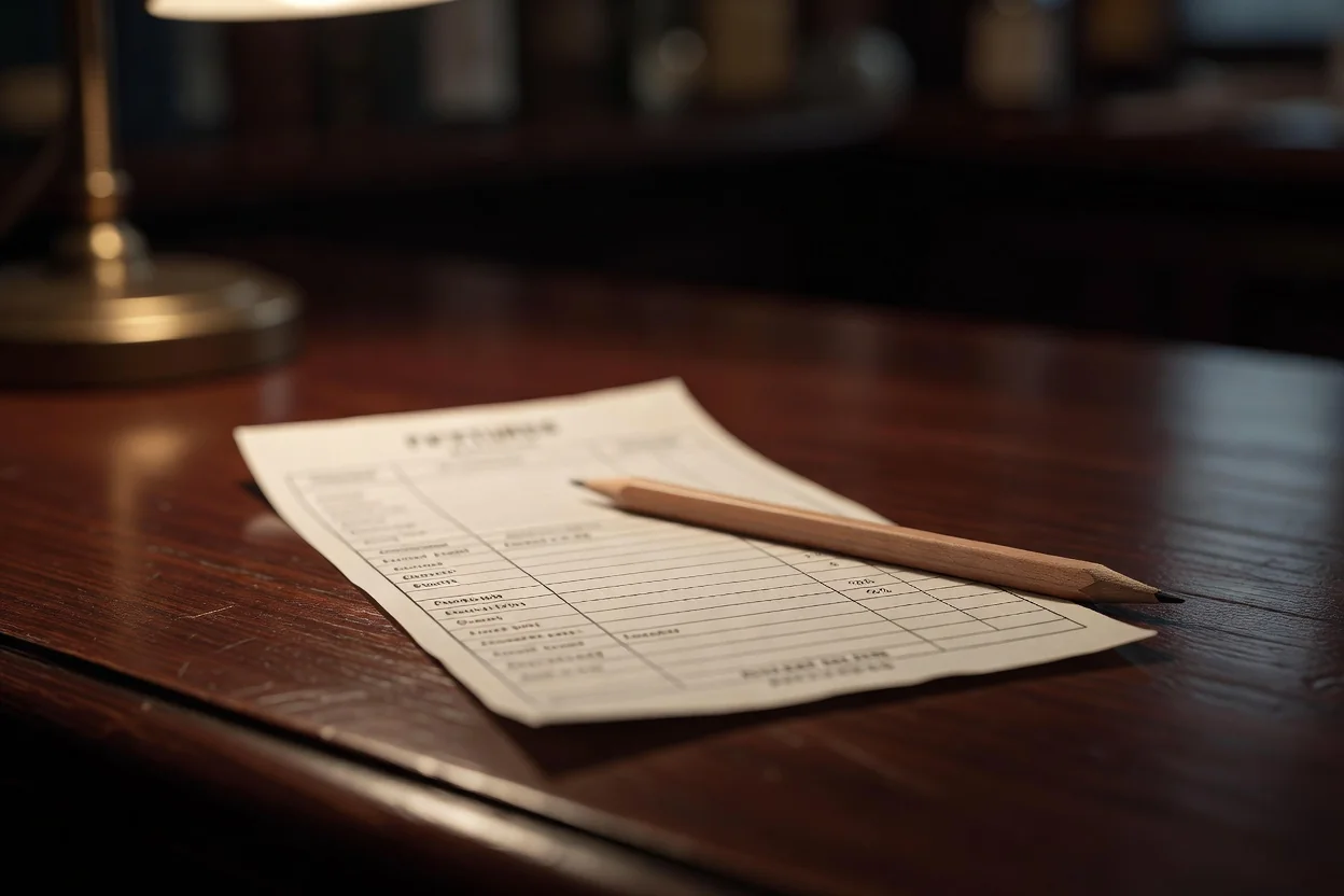 Season futures ticket and a pencil on a dark desk