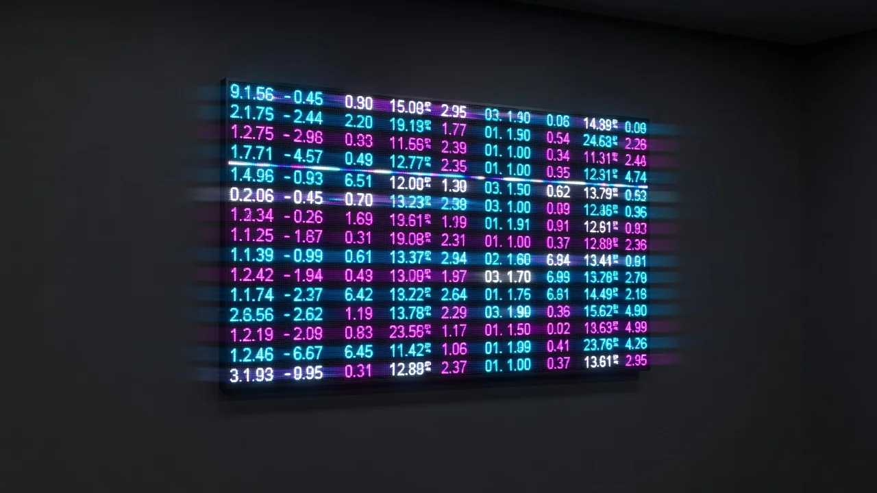 Glowing electronic sports odds board on a dark wall